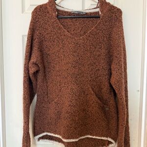 Prana V-Neck Sweater in Rich Brown